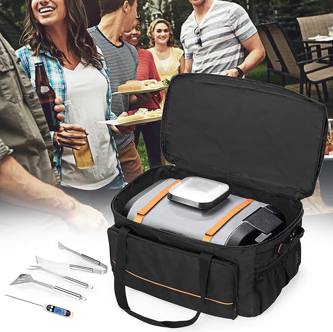 HODRANT Carry Bag Compatible With Ninja Woodfire Grill OG701 OG751, Outdoor Cover for OG700 Series Smoker, Water-Resistant BBQ Storage Case for Tools & Accessories, Bag Only
