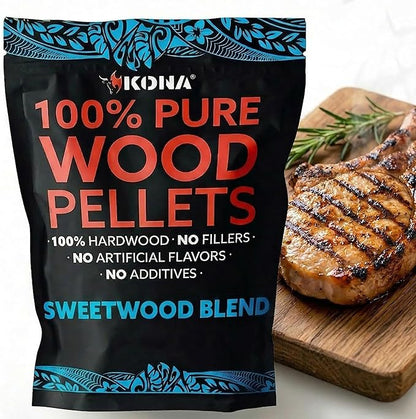 Kona Sweetwood Blend Smoker Pellets, Intended for Ninja Woodfire Outdoor Grill, 8 lb Resealable Bags