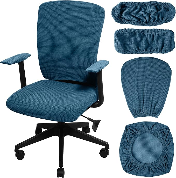 Tallew 4 Pcs Office Chair Covers Stretchable Armrest Seat,XL,Emerald | Universal Fit Office Desk Chairs, Protective Seat Backrest Slipcovers, Stretchable Prevent Wear, Easy Install for Rotating