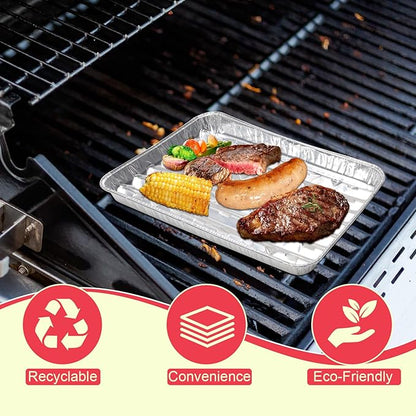 DcYourHome Disposable Aluminum Broiler Pan for Oven, 20 Pack Aluminum Tray with Holes for BBQ, Baking, Takeout, Grill Prep Trays, Durable Aluminum Foil BBQ Grilling Trays Grill Pans for Outdoor Grill