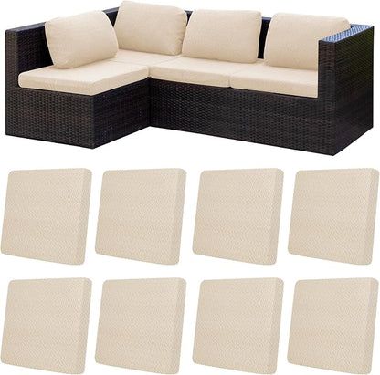 8Pcs Patio Cushion Covers, Outdoor Stretch Cushion Covers, Washable | Stretch Fit, Replacement, Washable and Reusable Furniture Protectors, Fits most patio furniture cushion covers, Cover Only