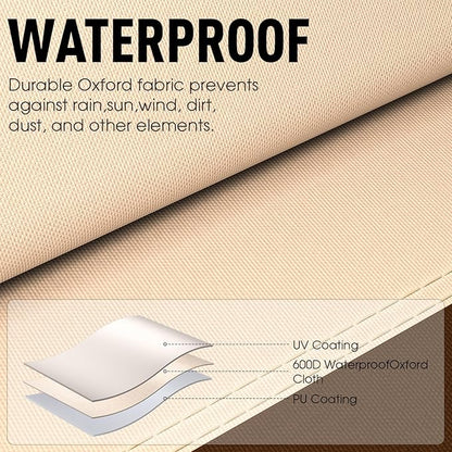 Patio Furniture Covers, Outdoor Furniture Cover Waterproof, General Purpose, Outside Table and Chair Covers, Heavy Duty 600D (138 Inch L x 85.8 Inch W x 31.9 Inch H)-Brown