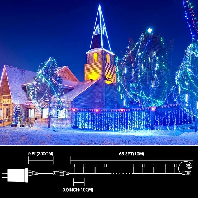 33FT 100 LED Blue Christmas Lights,16 Modes Connectable Fairy String Lights, Plug in Indoor Outdoor Blue Lights for Xmas Tree, Party, Garden, Hanukkah, Independence Day Patriotic Patio Decor