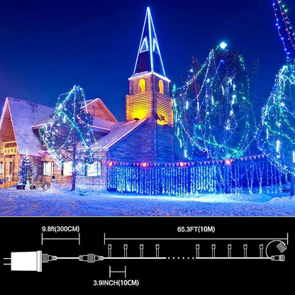 33FT 100 LED Blue Christmas Lights,16 Modes Connectable Fairy String Lights, Plug in Indoor Outdoor Blue Lights for Xmas Tree, Party, Garden, Hanukkah, Independence Day Patriotic Patio Decor