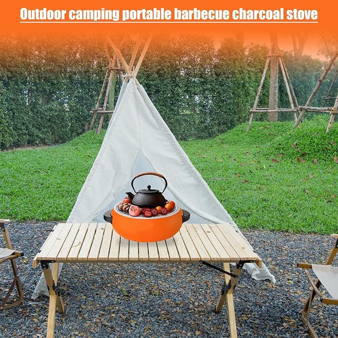 Barbecue Grill,Stainless Steel Heat-Resistant Outdoor Cooking Tool - BBQ Grill Charcoal | for Hiking Garden Balcony Backyard Patio Traveling Picnic Party