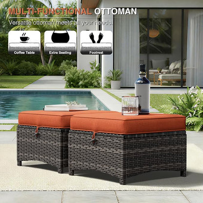 Joyside Outdoor Patio Couch Set, Outdoor Wicker Sofa with High Back, Deep Seating, Wide Armrest, Thickened Cushions, Patio Sofa for Deck, Porch Use