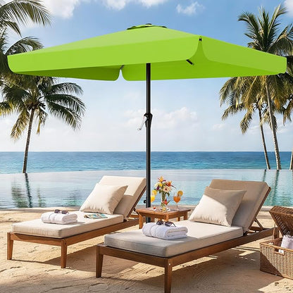 AreShark 8 X 10 FT Large Rectangular Patio Umbrella with Valance, Outdoor Table Market Umbrella w/Crank & 8 Ribs, Rectangle Outdoor Umbrellas for Garden, Deck, Yard and Poolside, Apple Green