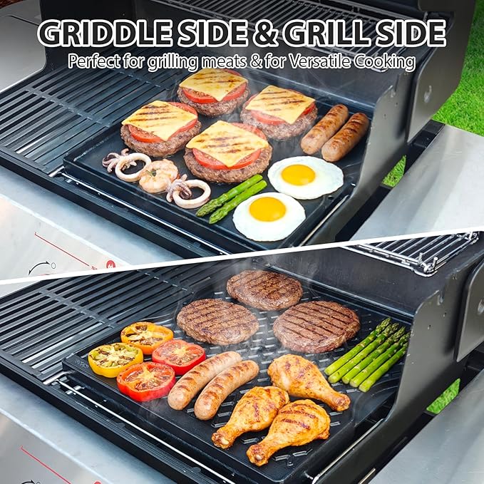 Utheer Ceramic Nonstick Reversible Grill Griddle for Weber Genesis 300 & 400 Series (2025+ Models), 16.14” × 16.14” Dual-Sided Cooking Plate | Flat Griddle & Grill Side, Thick Nonstick BBQ Griddle Pan