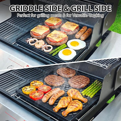 Utheer Ceramic Nonstick Reversible Grill Griddle for Weber Genesis 300 & 400 Series (2025+ Models), 16.14” × 16.14” Dual-Sided Cooking Plate | Flat Griddle & Grill Side, Thick Nonstick BBQ Griddle Pan
