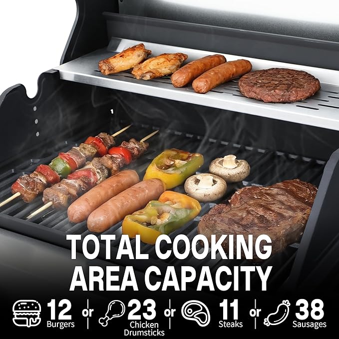 Gas Grill with Side Burner, 3-Burner Propane Grill with Porcelain-Enameled Cast Iron Grates and Double-Wall Insulated Lid, 39,000 BTU BBQ Grill with Wheels for Outdoor Cooking