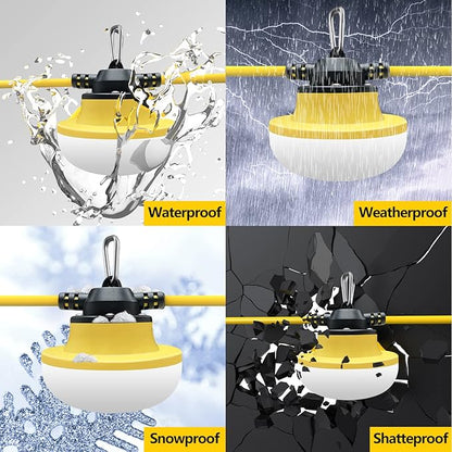 New Upgrade 50FT Construction String Lights LED Industrial Grade Best for Construction Sites,Renovation, Walkways,Patio,Mine cave,Outdoor Lighting Solutions Use,Free for Climbing Hook 2Prong