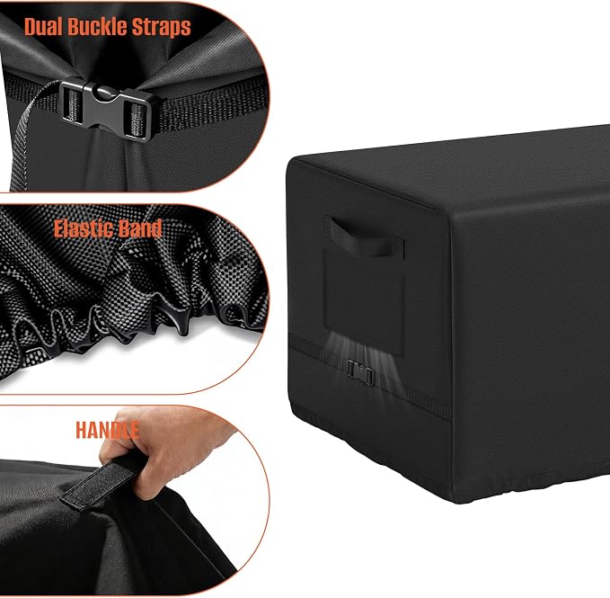 Patio Deck Box Storage Cover 63"L x 30"W x 28"H for 150-230 Gallon Box | Heavy Duty 600D Polyester Oxford, Tear Resistant Rectangular Fire Pit Table Covers, Rectangular Storage Bench Covers