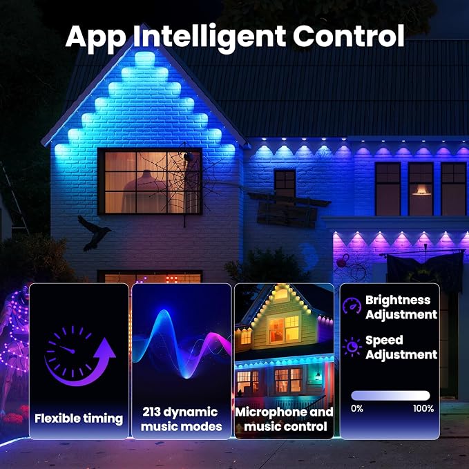 100FT Permanent Outdoor RGB Lights, Smart Outdoor String Lights with App Remote Control, 16 Million Colors & 100 Scene Modes, IP67 Waterproof Outdoor Lights for Patio Garden Yard Holiday Party Decor