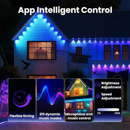 100FT Permanent Outdoor RGB Lights, Smart Outdoor String Lights with App Remote Control, 16 Million Colors & 100 Scene Modes, IP67 Waterproof Outdoor Lights for Patio Garden Yard Holiday Party Decor