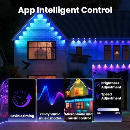 50FT Permanent Outdoor RGB Lights, Smart Outdoor String Lights with App Remote Control, 16 Million Colors & 100 Scene Modes, IP67 Waterproof Outdoor Lights for Patio Garden Yard Holiday Party Decor