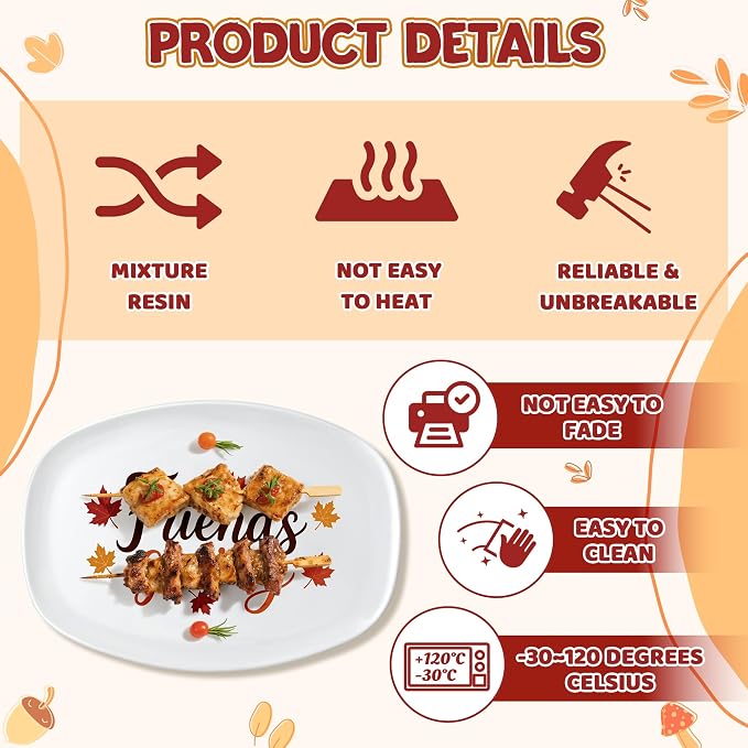 R HORSE Fall Thanksgiving Melamine Platter Gift for Friends | Friends Giving Reusable Serving Tray, Thanksgiving Serving Dish Plate for Turkey, Snack, Dessert, Fall Dinner Party Supplies