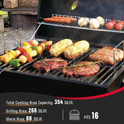Feasto Portable Tabletop Charcoal Grill, 354 Sq.In Cooking Area with Cast Iron Grates & Temp Gauge, Small BBQ Grill for Camping, Picnic, RV, Outdoor Patio, Grey