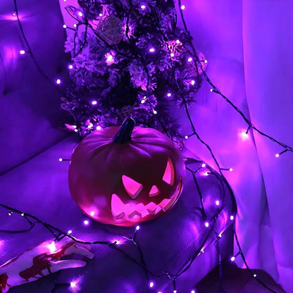 75.8FT 200 LED Extendable Purple Halloween String Lights Indoor Outdoor | Timer & Memory Function & 8 Modes Plug in String Lights Waterproof for Creepy Halloween Tree Roof Haunted House Decorations