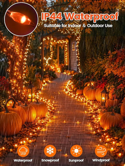 4 Pack 60 LED Fairy Lights Battery Operated with Timer, Fall Lights Orange | 20 FT , Cuttable, Waterproof Battery Fall String Lights for Thanksgiving Indoor Outdoor, Bedroom, DIY, Halloween Decorations