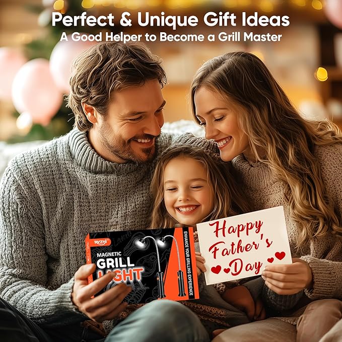 Grill Light BBQ Grilling Accessories: 2025 Unique Mens Gifts for Christmas Birthday - Cool Gifts for Dad Husband Grandpa - Outdoor Bright Magnetic LED Light Smoker Accessories Tools 2 Pack