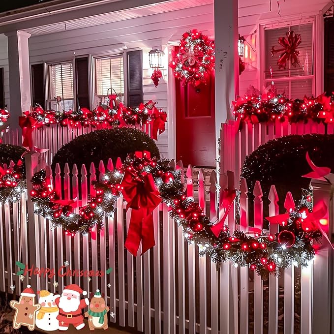 JMEXSUSS 400 LED Red and White Christmas Lights Outdoor with Remote | 132Ft Classroom Lights Indoor for Bedroom Plug in, 8 Modes Christmas Tree Light for Room Party Holiday Xmas Decorations