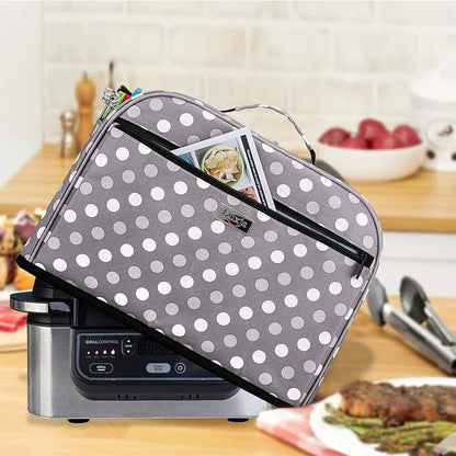 Luxja Dust Cover Compatible with Ninja Foodi Grill (AG301, AG302, AG400), Cover with Storage Pockets, Gray Dots