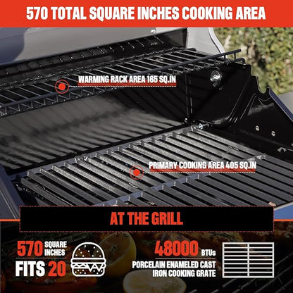 Monument Grills Mesa Series, Outdoor Barbecue Stainless Steel 3 Burner Propane Gas Grill, 48,000 BTU Patio Garden Grill with Side Burner and Knob Controls, Mesa325 with BBQ Cover