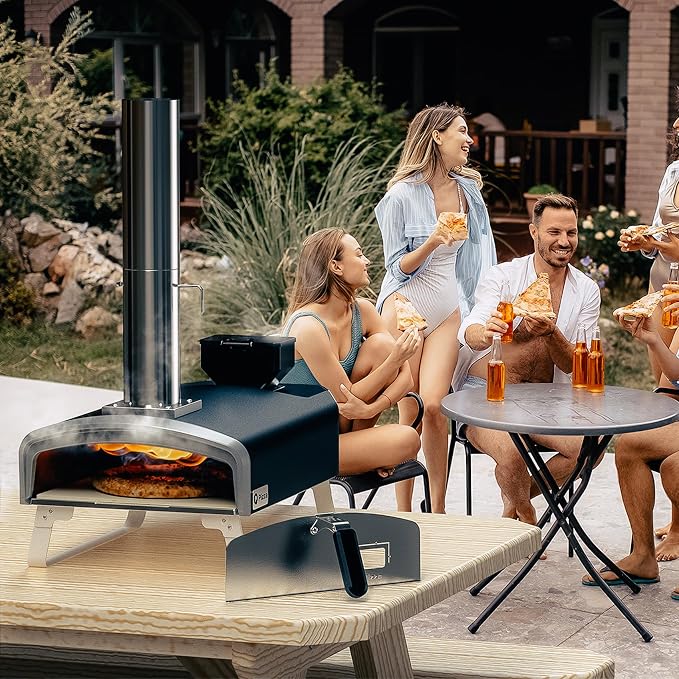 Portable Pizza Oven, Outdoor Pizza Stove, Wood Pellet Burning Pizza Oven with Pizza Stone for Outdoor Backyard Pizza Maker Garden Kitchen, PS105
