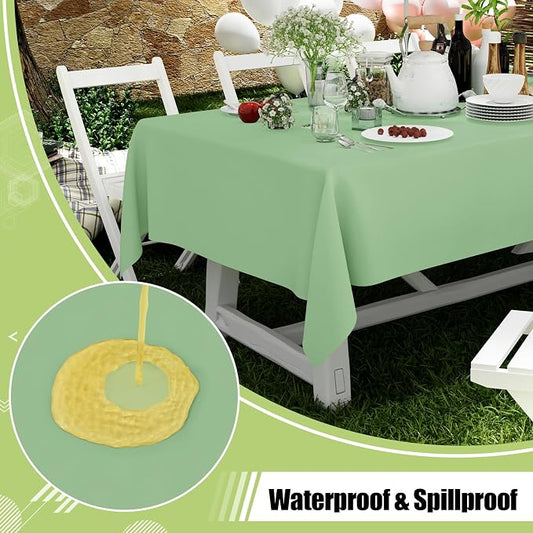 Smiry Disposable Table Cloth 3 Pack, 54 x 132 Inch Waterproof Plastic Tablecloth, Decorative Rectangle Table Covers for Party, Birthday, Picnic, Sage Green
