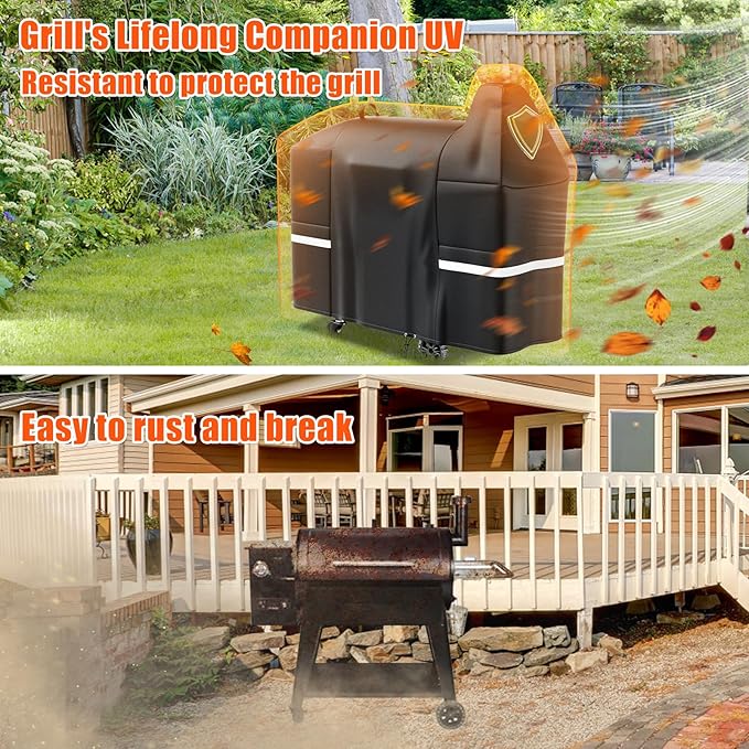 Grisun Grill Cover for Pit Boss Austin XL, Rancher XL, 1000/1100/1150 Series - 1000C, 1000D3, 1000SC, 1000SC2, 1000SQ,1000T4, 1100 Pro, 1150 Pro, 600D Anti-Fade Waterproof Pellet Grill Cover