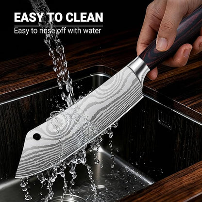 8-Inch Meat Cleaver Butcher Knife - High-Carbon Stainless Steel Professional Cleaver Chefs Knife Cutting Knives with Ergonomic Wood Handle & Gift Box for Cooking