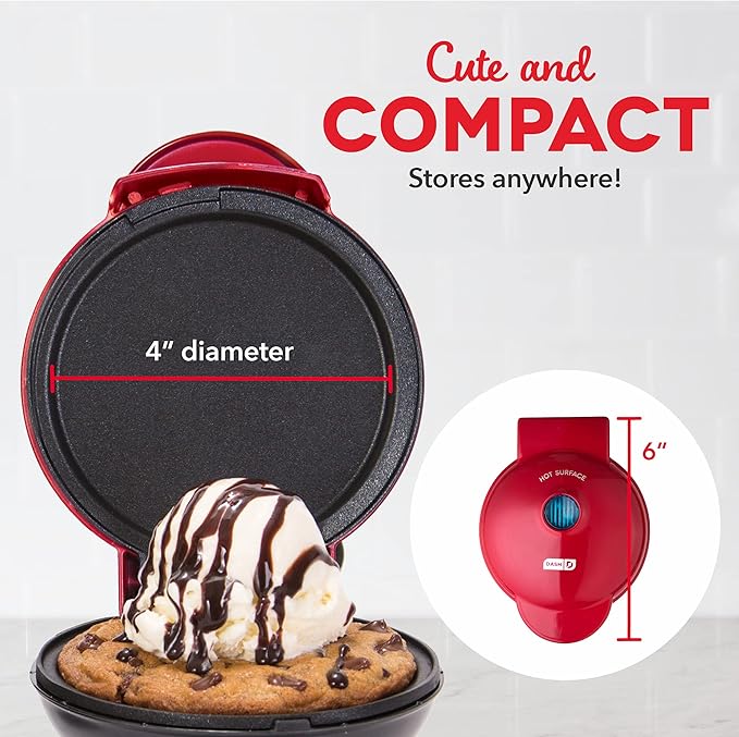 Dash Mini Maker Set - Customized Treat Maker - Supports Multi-Function Cooking - Easy Cleanup and User-Friendly Design - Red - Waffle & Griddle Irons