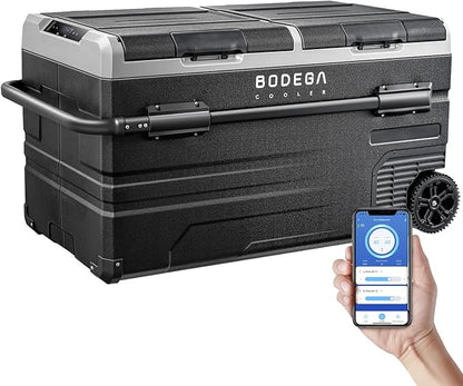 BODEGACOOLER 12 Volt Car Refrigerator, RV Car Fridge Dual Zone APP Control, Portable Freezer,121 Quart (115L) -4℉-68℉ RV Electric Compressor Cooler 12/24V DC &100-240V AC for Outdoor, Camping, Travel