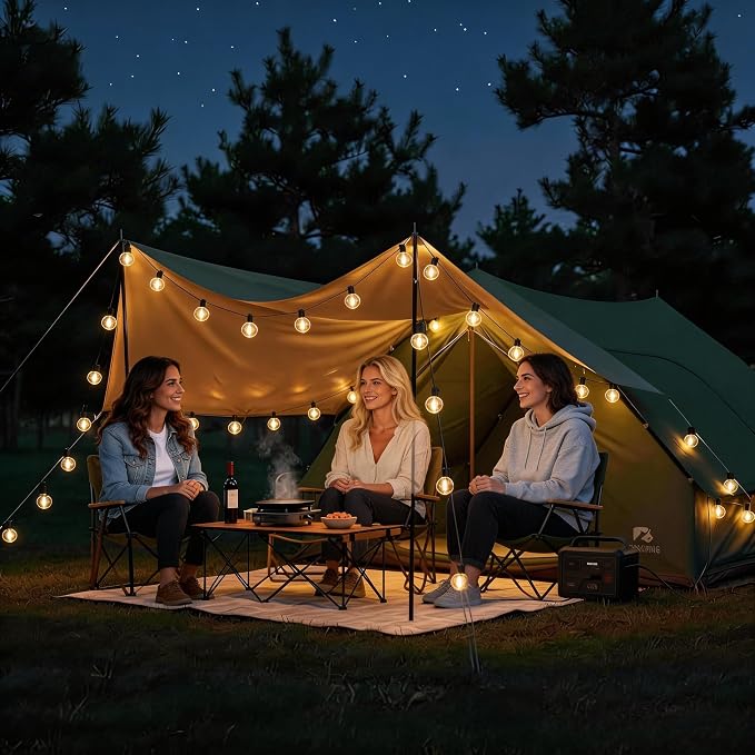 RTTY Outdoor String Lights 50ft, G40 Led Patio Lights with 26pcs Bulbs,Waterproof Shatterproof Dimmable Hanging Connectable Globe Outdoor Lights for Cafe,Bistro,Backyard,Gazebo,Balcony,Party, Black