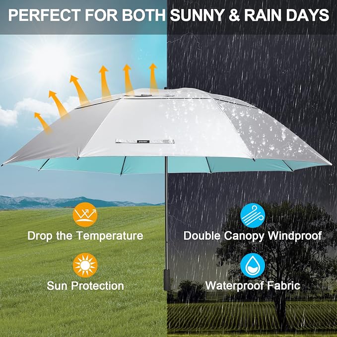 G4Free 80 Inch Golf Umbrella Extra Large Umbrella Double Canopy Windproof | Heavy Duty Oversized, Waterproof Stick Umbrella for Rain UV Protection, Fits 6-8 people for Doorman/Family/Patio