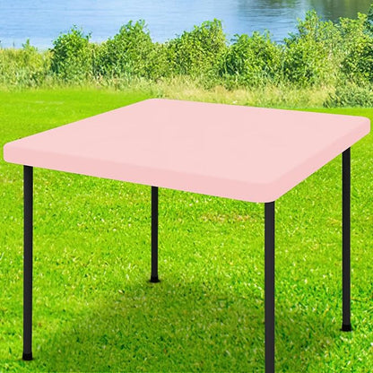 Moosfor Spandex Square Table Cloth, Elastic Fitted Tablecloths for Picnic, Stretch Washable Patio Table Cover for Outdoor, Camping, Banquet and Parties (Pink, 34"x34")