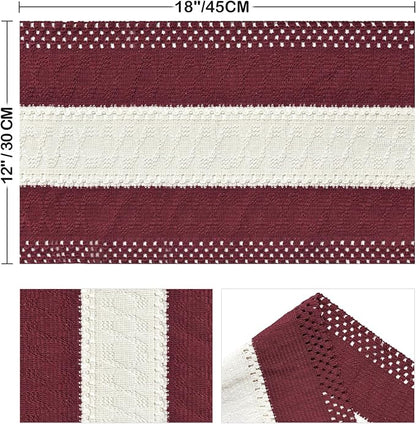 Artoid Mode Red Farmhouse Rustic Placemats Set of 4,12x18 Inch Seasonal Hollow Table Mats Party Kitchen Dining Decoration