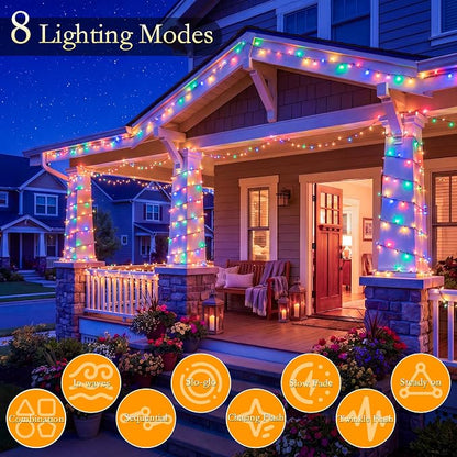 132FT 400 LED Multicolor Fairy Lights, Dark Green Wire 8 Modes Timer, IP44 Waterproof Outdoor Indoor String Lights for Patio Garden Backyard Bedroom Classroom Weeding Christmas Decor