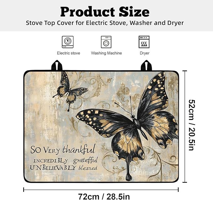 Multi-Design Stove Cover for Glass/Electric Stoves - 3-in-1 Heat-Resistant Protector Mat, Non-Slip Drying Rack 28"x20"