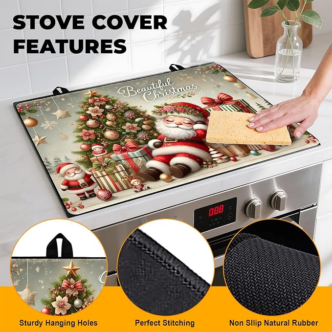 Christmas Stove Top Cover Snowman Stove Top Cover for Home Decoration Kitchen Pad Non-Stick Washable Cooktop Covers Countertop Protector Keep Stove Clean 28"x20" (Man)