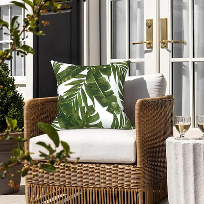 LVTXIII 2 Pack Outdoor Pillow Covers ONLY 18x18 Inch, Water-Repellent Square Decorative Cushion Covers for Patio Furniture, Garden, Sofa, Palm Green