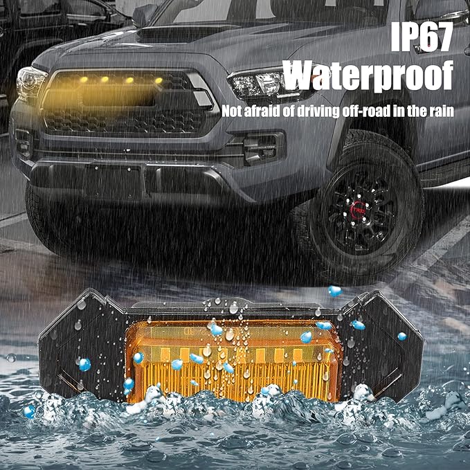 4pcs Grill Lights Amber LED Compatible with 2016-2023 Toyota Tacoma Grille