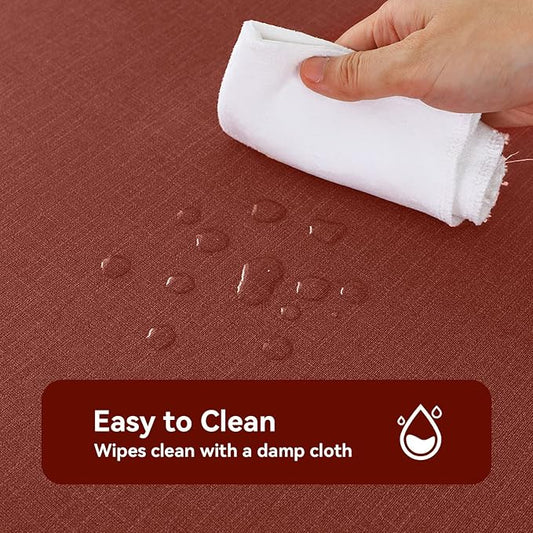 Romanstile Christmas 100% Waterproof PVC Tablecloth, Rectangle Oil Spill Proof Stain Resistant Vinyl Table Cloth, Wipe Clean Plastic Table Covers for Kitchen/Dining/Parties - 60 x 84 Inch, Rust Red