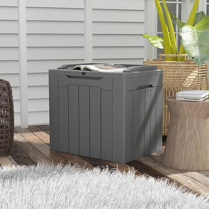 Patiowell 30 Gallon Resin Deck Box, Outdoor Storage Box for Patio Furniture, Deliveries, Pool Supplies,Waterproof and Lockable, Grey