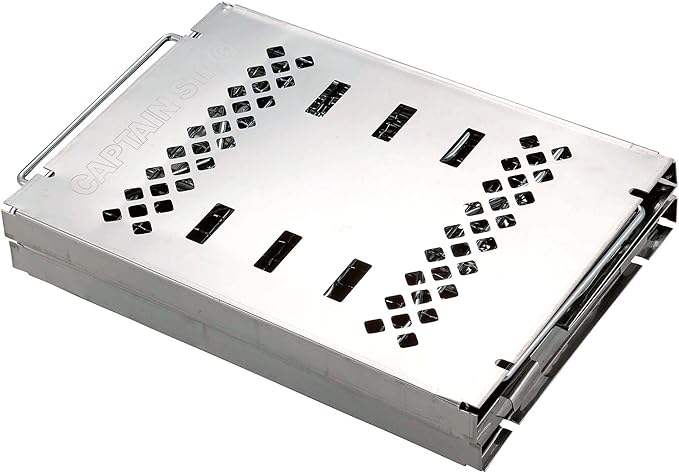 Captain Stag UY-7021 3-in-1 Barbecue Stove, Collapsible Kamado Grill, 3 Adjustable Heights, Stainless Steel, Bag Included, Silver