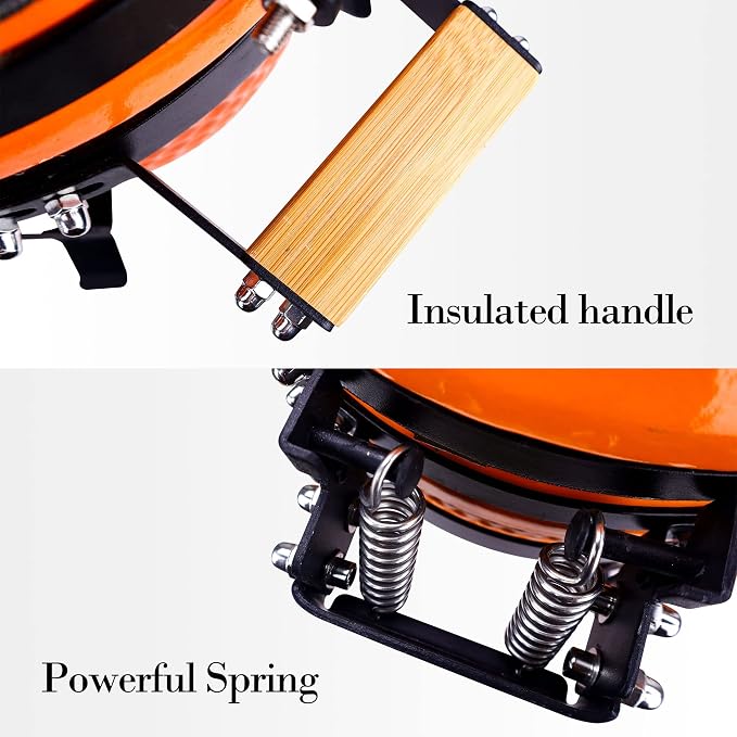 London Sunshine Ceramic Charcoal BBQ Kamado Grill Smoker - Portable Tabletop Cadet Series -Orange