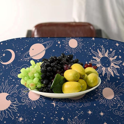 Moon Sun Tablecloth Vintage Star Magical Galaxy Space Boho Celestial Table Cloth Water Resistant Wipeable Table Cover for Farmhouse Picnic Party Holiday Kitchen Dinner Table 55"x75"