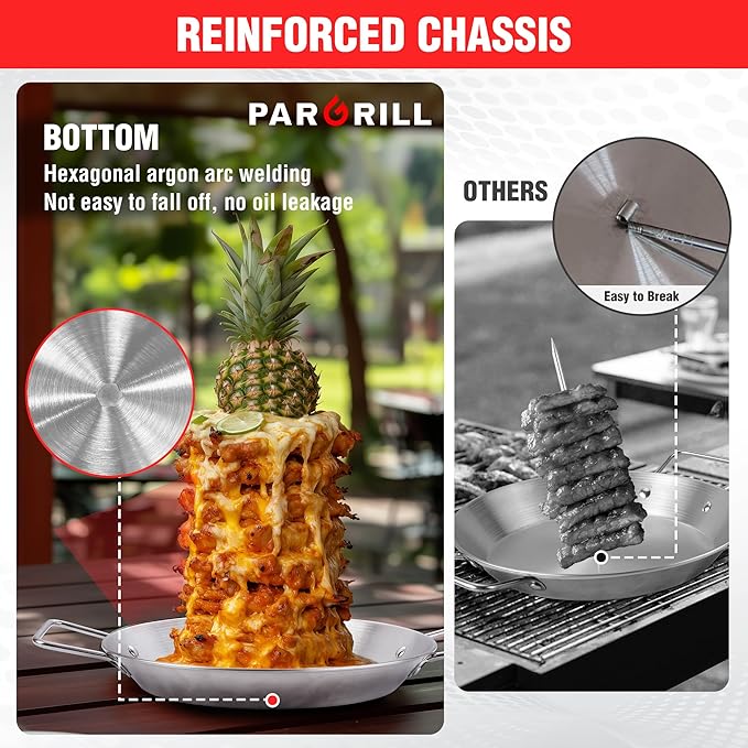 Al Pastor Skewer for Grill Stainless Steel Shawarma Skewer Stand with 3 Spikes (8"/10"/12"),Brush & Anti-scalding Fittings for BBQ Grill Oven