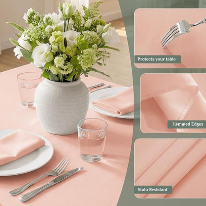 Softalker Rectangle Tablecloth, Waterproof Table Cloths Wrinkle Free Fabric Washable Polyester Table Cover for Dining Tables Party Outdoor Camping Parties Buffet - 60 x 102 inch, Pink