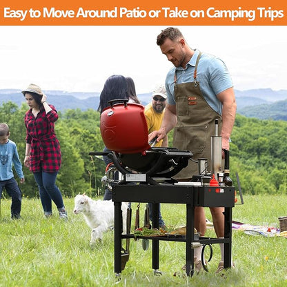 EUTRKei Outdoor Grill Cart with Wheels, Blackstone Griddle Stand for 17" & 22", Folding Grill Table for Weber Grill, Ninja Woodfire Outdoor Grill, Portable Grill Table for Griddle Accessories